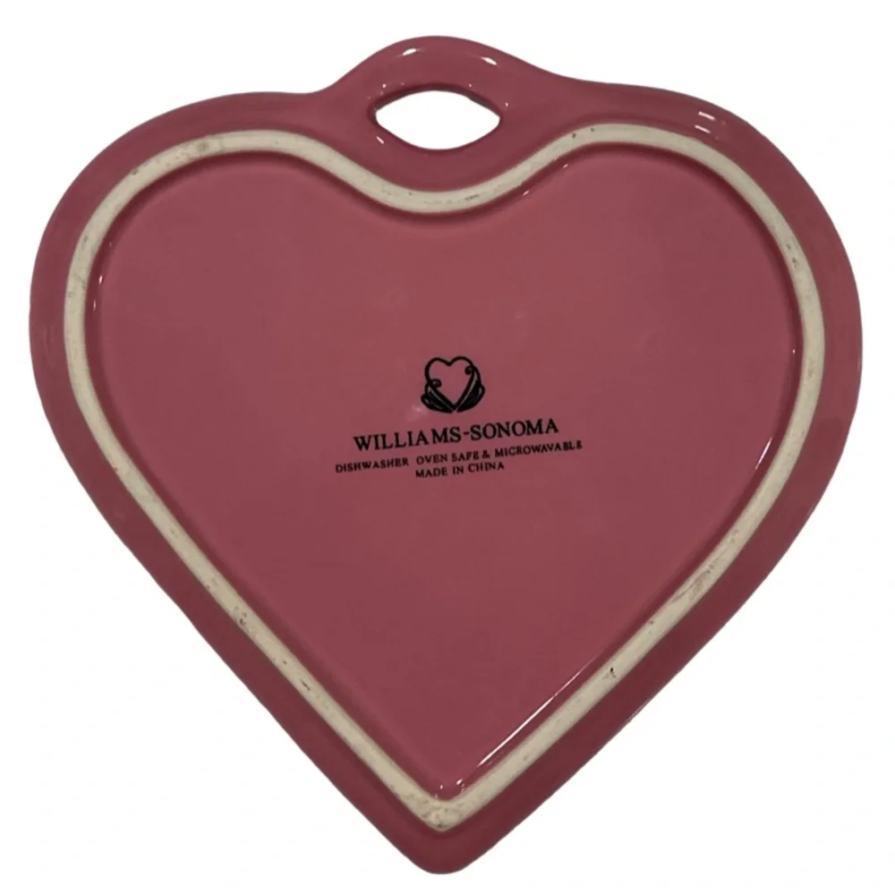 Williams Sonoma Heart Shaped Pink Ceramic Dish 7x7